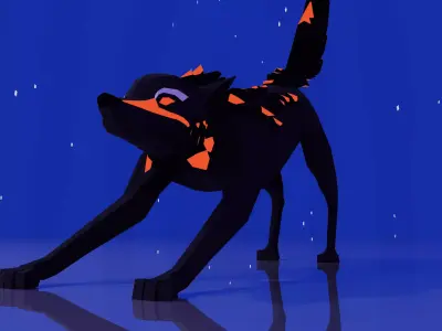 magic wolf Low-poly Game ready PBR  Low-poly 3D model