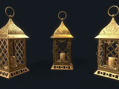 Medieval Lamp Low-poly 3D model