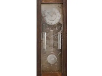 Vintage Classical wooden wall clock Low-poly 3D model
