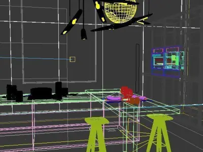 Kitchen Set and Island with Modern Style 3D model