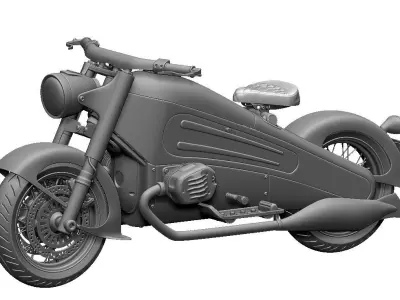 Nostalgia motorcycle Low-poly 3D model