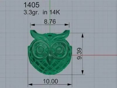Owl Pendant 1405 3D print model