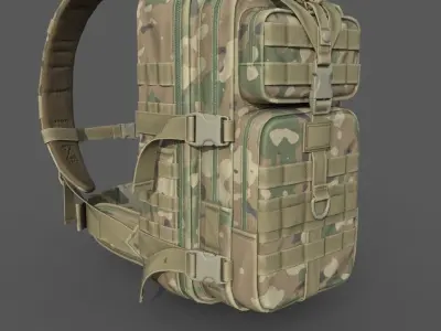 Military backpack bag X3 Low-poly 3D model