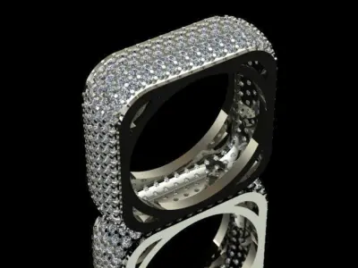 Luxury Golden Diamond Pave Ring 3D print model