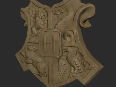 Low poly game-ready Hogwarts Emblem Low-poly 3D model