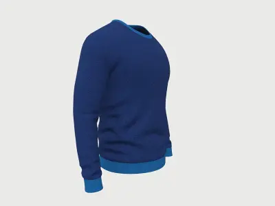 Sweater Full Sleeves Blue Low-poly 3D model
