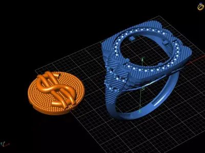 Luxury Dollar Sign Mens Ring With Diamonds Jewelry Gents Rings 3D print model