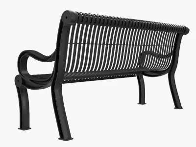 Outdoor Vertical Slat Bench with Arms 3D model