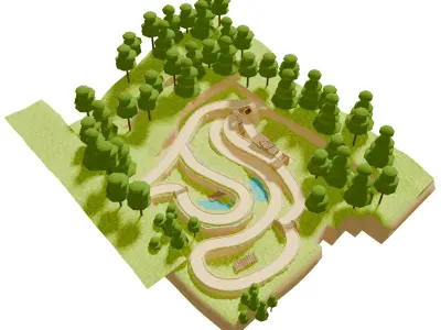 Low Poly Cartoon Race Track Low-poly 3D model