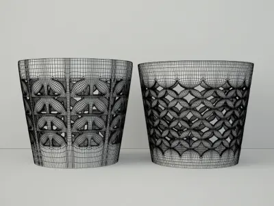 White Candle Holder Set 3D model