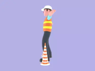 3D Cartoon Male Architect Character - Angry Frustrated Pose 3D model