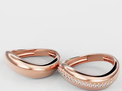 Wave ring and Wave ring with diamond 3D Model Pack