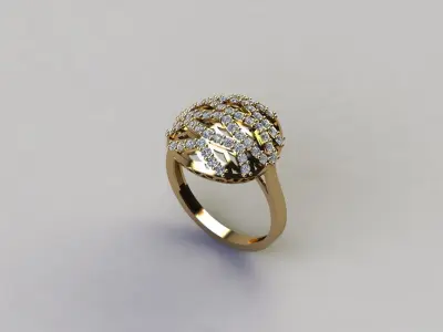 STL 3DM Women Ring Womens Ring Diamonds With Stone Model DP1101 3D print model