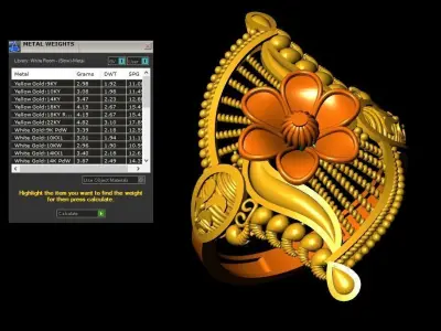 Ornate Floral Gold Ring 3D print model