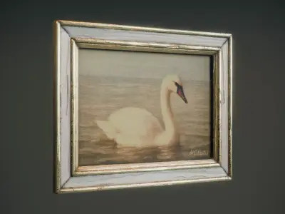 Small Vintage Frame and Painting Low-poly 3D model