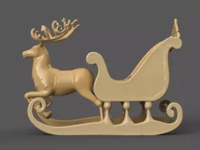 Santa Sleigh Christmas Decorations planter - vase - garden 10 3D print model