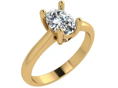 Oval Solitaire Ring 4666 3D print model