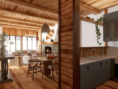 360 Panorama Boho Interior Scene  Photoreal Styling 3D model