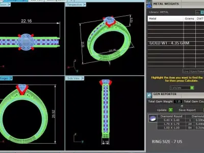 Double Band Micro Pave Solitaire Ring CAD Design Luxury 3D print model