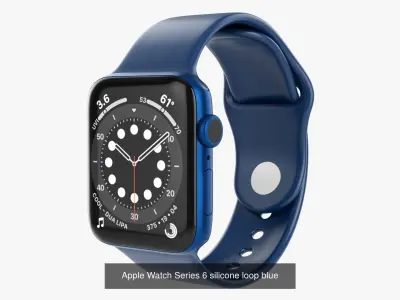 Apple Watch Series 6 braided silicone solo loop blue 3D Model Pack
