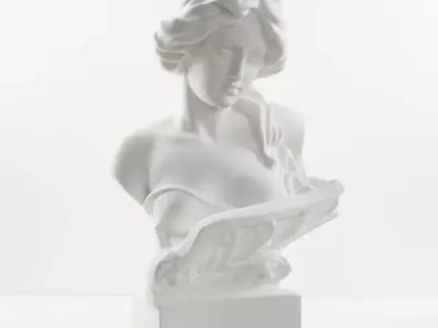 White Marble Woman Bust Sculpture Classical Art Low-poly 3D model