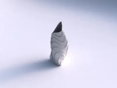 Vase twist tipped triangle with horizontal wavy layers 3D print model