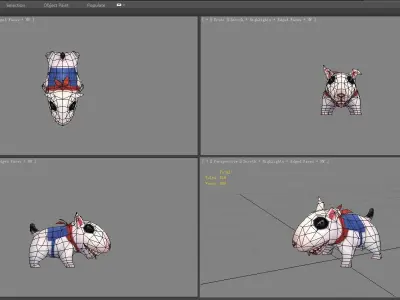 Cartoon bull terrier - puppy dog Low-poly 3D model