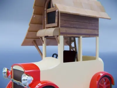 HomeCar toy car with cabin on roof 3D model