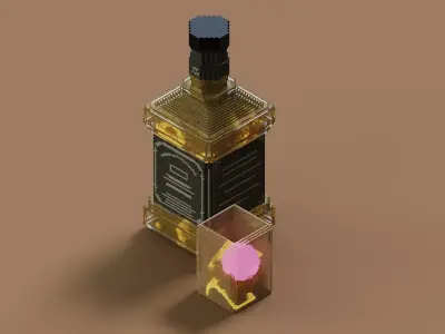 Voxel Whiskey Set MagicaVoxel Vox Fbx Qb Glb Ply Low-poly 3D model