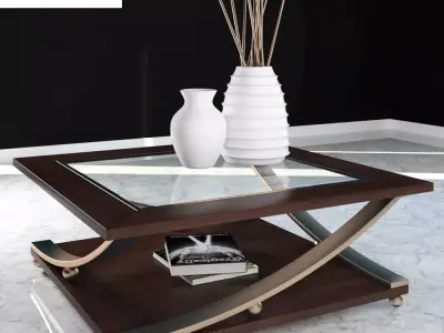 Table coffee with glass top 3D model