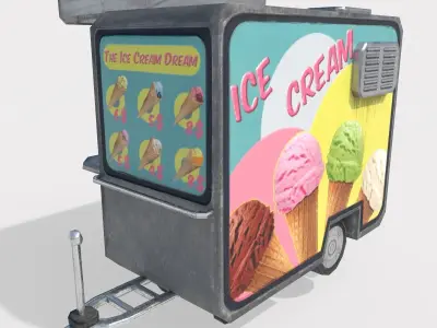 Ice Cream Truck Low-poly 3D model