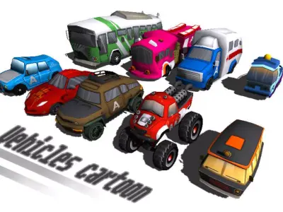 Vehicles Cartoon TeamA Low-poly 3D model