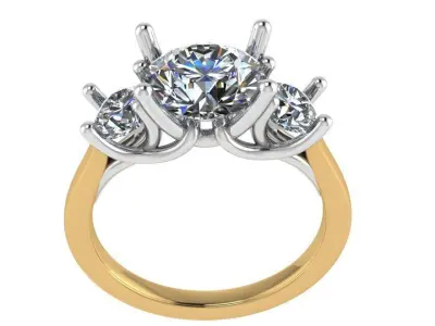 3 Stone Diamond Ring 0788 3D print model
