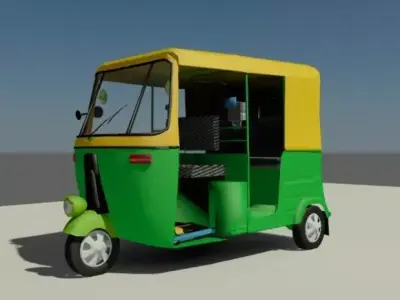 Indian Auto Rickshaw Low-poly 3D model