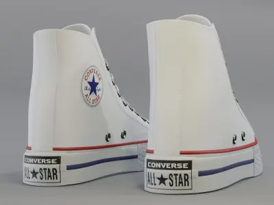 Basketball Leather Shoes Converse All Star White 3D model