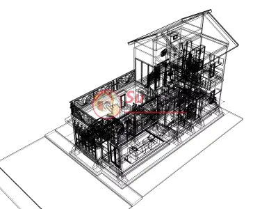 House 5x14m code 517 - Sketchup 3D model 3D model 3D model