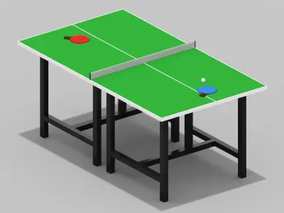 Voxel Ping Pong Table  Low-poly 3D model