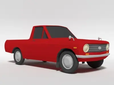 Low Poly Cartoon Datsun 1000 Pickup B20 Low-poly 3D model