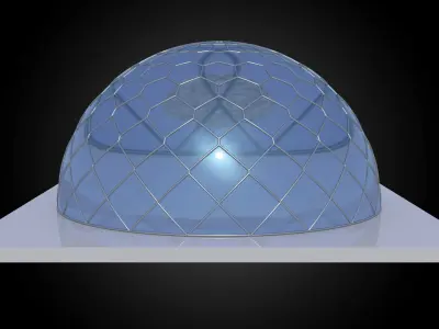 Dome hexagonal grid triangles to hexagon pattern structure 3D model