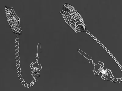 Ear cuffs Spider on web 3D model