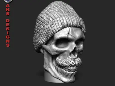 Skull with cap version 2 Penholder cum flowerpot 3D print model