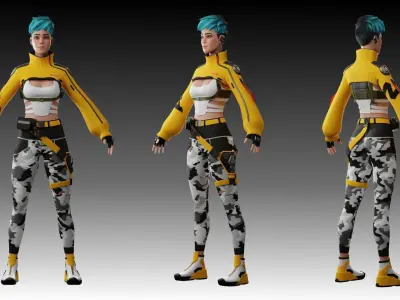 Rigged Female character Free 3D model