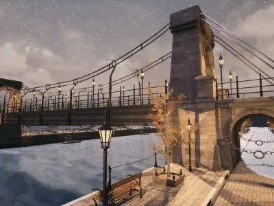 Gate Bridge Unreal Engine Low-poly 3D model