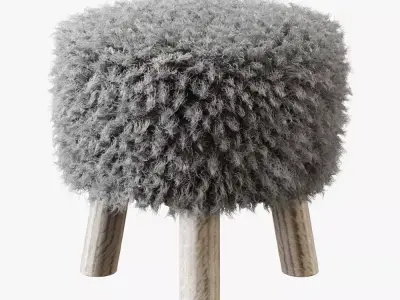 Luxury Gotland sheepskin stool 3D model