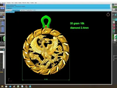 Luxury Phoenix Round Pendant Jewelry Design  4032 3D print model