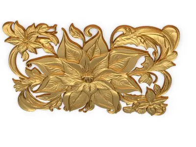 mural classic flowers decor ornament 05 3D model
