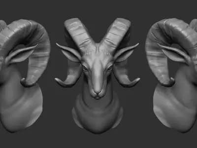 Goat Head Statue Low-poly 3D model