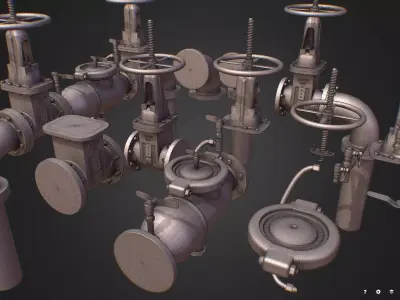 Backflow Pipe Constructor Hi Poly Subdivision 3D model