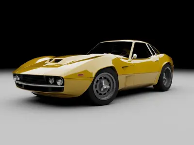 70s muscle-sports coupe Low-poly 3D model