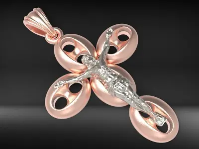 Puffed Gucci Link Jesus Crucifix Cross Pendant 3D print model